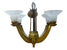 Load image into Gallery viewer, Gorgeous Antique French ART DECO Ceiling Suspension Chandelier 1930 Bronze Shade