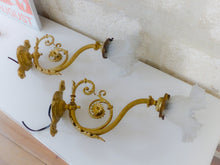 Load image into Gallery viewer, Antique PAIR French Gilt Bronze Brass Wall Light Sconce Rare Shade 19TH Rare