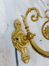 Load image into Gallery viewer, Antique PAIR French Gilt Bronze Brass Wall Light Sconce Rare Shade 19TH Rare