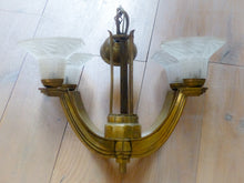 Load image into Gallery viewer, Gorgeous Antique French ART DECO Ceiling Suspension Chandelier 1930 Bronze Shade