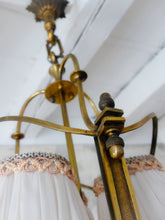 Load image into Gallery viewer, Gorgeous Vintage French Hall Lantern Chandelier Ceiling Gilded Bronze Shades