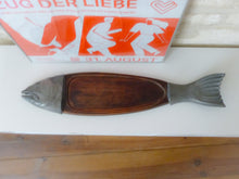 Load image into Gallery viewer, 20th Century Salmon Fish Metal & Wood Tray Plate Platter, Vintage 1970s, DESKA
