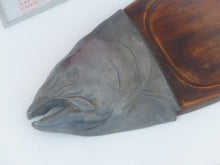 Load image into Gallery viewer, 20th Century Salmon Fish Metal & Wood Tray Plate Platter, Vintage 1970s, DESKA