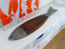 Load image into Gallery viewer, 20th Century Salmon Fish Metal & Wood Tray Plate Platter, Vintage 1970s, DESKA