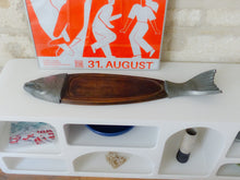 Load image into Gallery viewer, 20th Century Salmon Fish Metal & Wood Tray Plate Platter, Vintage 1970s, DESKA