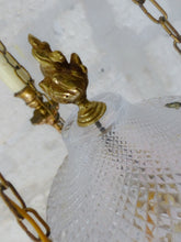 Load image into Gallery viewer, 1950 Vintage French 3 Arms Ormolu Bronze Cut Crystal Chandelier Ceiling Empire
