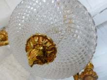 Load image into Gallery viewer, 1950 Vintage French 3 Arms Ormolu Bronze Cut Crystal Chandelier Ceiling Empire