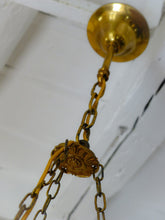Load image into Gallery viewer, 1950 Vintage French 3 Arms Ormolu Bronze Cut Crystal Chandelier Ceiling Empire