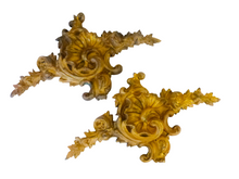 Load image into Gallery viewer, XXL PAIR 19TH Antique French Gilded Bronze Shell Pediment Hardware Salvage RARE