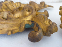 Load image into Gallery viewer, XXL PAIR 19TH Antique French Gilded Bronze Shell Pediment Hardware Salvage RARE