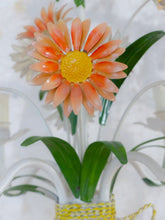 Load image into Gallery viewer, Charming Florentine Chandelier Enameled Metal Tole Flowers Italian Ceiling 70's