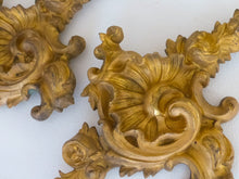 Load image into Gallery viewer, XXL PAIR 19TH Antique French Gilded Bronze Shell Pediment Hardware Salvage RARE