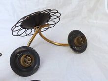 Load image into Gallery viewer, Gorgeous Pair Wall Light Sconces ART DECO France 1950 Black Metal Brass