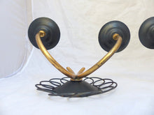 Load image into Gallery viewer, Gorgeous Pair Wall Light Sconces ART DECO France 1950 Black Metal Brass