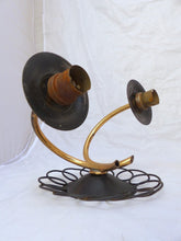 Load image into Gallery viewer, Gorgeous Pair Wall Light Sconces ART DECO France 1950 Black Metal Brass