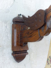 Load image into Gallery viewer, Vintage PAIR French Carved Wood Gothic Chimera Wall Light Sconce Gargoye Shades