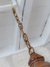 Load image into Gallery viewer, Vintage Large French Carved Wood Gothic Chimera Chandelier 6 Lights Gargoye 1950