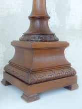 Load image into Gallery viewer, Pair Large 19TH French Medieval Church Altar Candlestick Carved Walnut wood