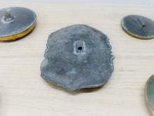 Load image into Gallery viewer, Antique Set 6x Nail Cover French Gilded Brass Pediment Hardware Salvage