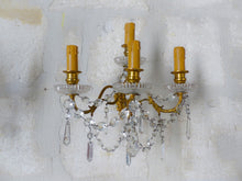 Load image into Gallery viewer, BACCARAT 19TH Gorgeous PAIR Wall Light Clear Crystal Drop Sconces 4 Fires RARE