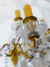 Load image into Gallery viewer, BACCARAT 19TH Gorgeous PAIR Wall Light Clear Crystal Drop Sconces 4 Fires RARE