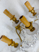 Load image into Gallery viewer, BACCARAT 19TH Gorgeous PAIR Wall Light Clear Crystal Drop Sconces 4 Fires RARE