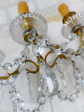 Load image into Gallery viewer, BACCARAT 19TH Gorgeous PAIR Wall Light Clear Crystal Drop Sconces 4 Fires RARE