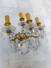 Load image into Gallery viewer, BACCARAT 19TH Gorgeous PAIR Wall Light Clear Crystal Drop Sconces 4 Fires RARE