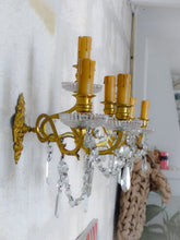 Load image into Gallery viewer, BACCARAT 19TH Gorgeous PAIR Wall Light Clear Crystal Drop Sconces 4 Fires RARE