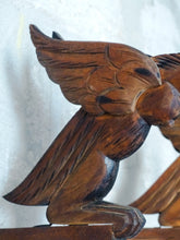 Load image into Gallery viewer, Pair Vintage French Carved Wood Gothic Chimera Wall Light Sconce Gargoye Console