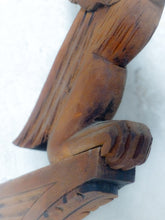 Load image into Gallery viewer, Pair Vintage French Carved Wood Gothic Chimera Wall Light Sconce Gargoye Console