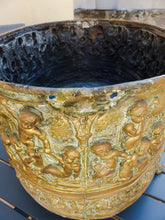 Load image into Gallery viewer, Large Antique French Jardiniere Brass Planter Cherub Gothic 1890 Centerpiece