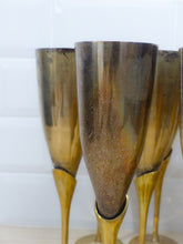 Load image into Gallery viewer, Charming Set of x12 Vintage Champagne Flutes Brass & Silverplated Metal 9" Used