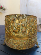 Load image into Gallery viewer, Large Antique French Jardiniere Brass Planter Cherub Gothic 1890 Centerpiece