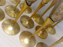 Load image into Gallery viewer, Charming Set of x12 Vintage Champagne Flutes Brass & Silverplated Metal 9" Used