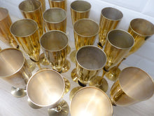 Load image into Gallery viewer, Charming Set of x18 Vintage Champagne Flutes Brass & Silverplated Metal 9" Used