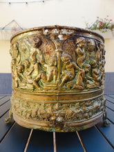 Load image into Gallery viewer, Large Antique French Jardiniere Brass Planter Cherub Gothic 1890 Centerpiece