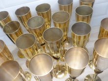 Load image into Gallery viewer, Charming Set of x18 Vintage Champagne Flutes Brass & Silverplated Metal 9" Used