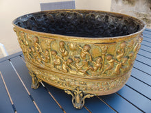 Load image into Gallery viewer, Large Antique French Jardiniere Brass Planter Cherub Gothic 1890 Centerpiece