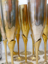 Load image into Gallery viewer, Charming Set of x18 Vintage Champagne Flutes Brass & Silverplated Metal 9" Used