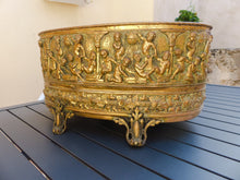 Load image into Gallery viewer, Large Antique French Jardiniere Brass Planter Cherub Gothic 1890 Centerpiece