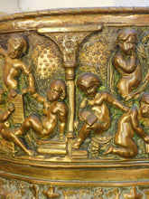 Load image into Gallery viewer, Large Antique French Jardiniere Brass Planter Cherub Gothic 1890 Centerpiece