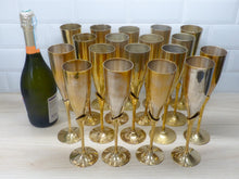 Load image into Gallery viewer, Charming Set of x18 Vintage Champagne Flutes Brass & Silverplated Metal 9" Used