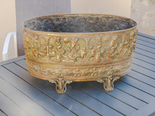 Load image into Gallery viewer, Large Antique French Jardiniere Brass Planter Cherub Gothic 1890 Centerpiece