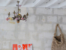 Load image into Gallery viewer, French Sanctuary Church Chandelier Ceiling Religious Porcelain Flowers 19TH RARE