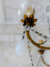 Load image into Gallery viewer, Antique Chandelier White Opaline Drops Cup Beads 1930 MURANO 6 lights RARE