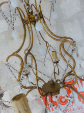 Load image into Gallery viewer, Antique Chandelier White Opaline Drops Cup Beads 1930 MURANO 6 lights RARE