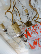 Load image into Gallery viewer, Antique Chandelier White Opaline Drops Cup Beads 1930 MURANO 6 lights RARE