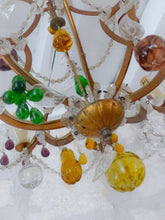 Load image into Gallery viewer, Gorgeous Antique Chandelier Handmade Glass Drops Fruits 1920 MURANO 8 lights