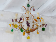 Load image into Gallery viewer, Gorgeous Antique Chandelier Handmade Glass Drops Fruits 1920 MURANO 8 lights